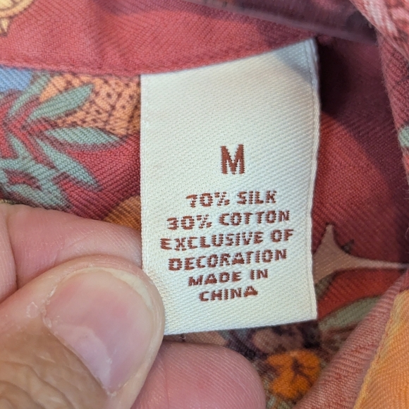 Caribbean Medium Silk/Cotton Blend Hawaiian Button Down Shirt Ukulele Margaritas - Picture 7 of 10